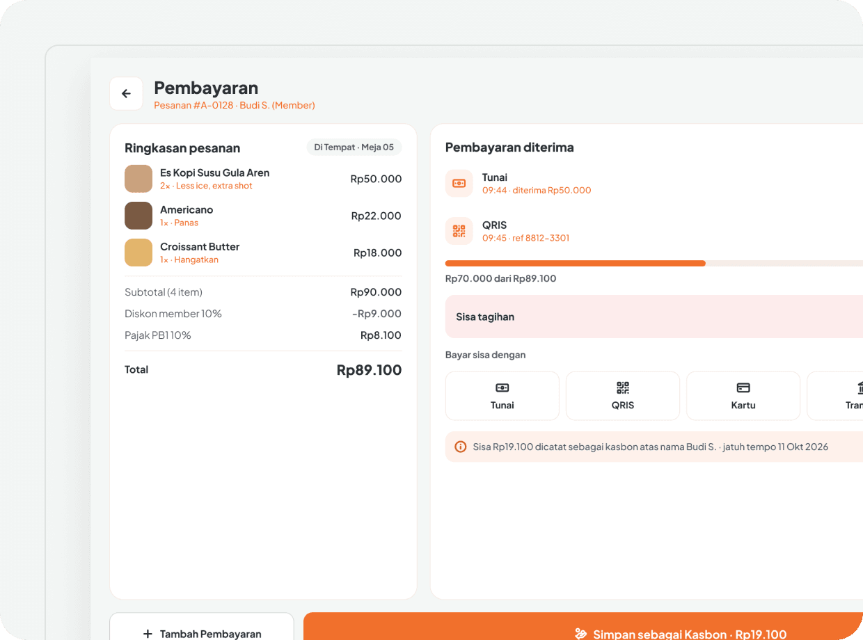 Dari pilih menu sampai struk, dalam beberapa ketukan.